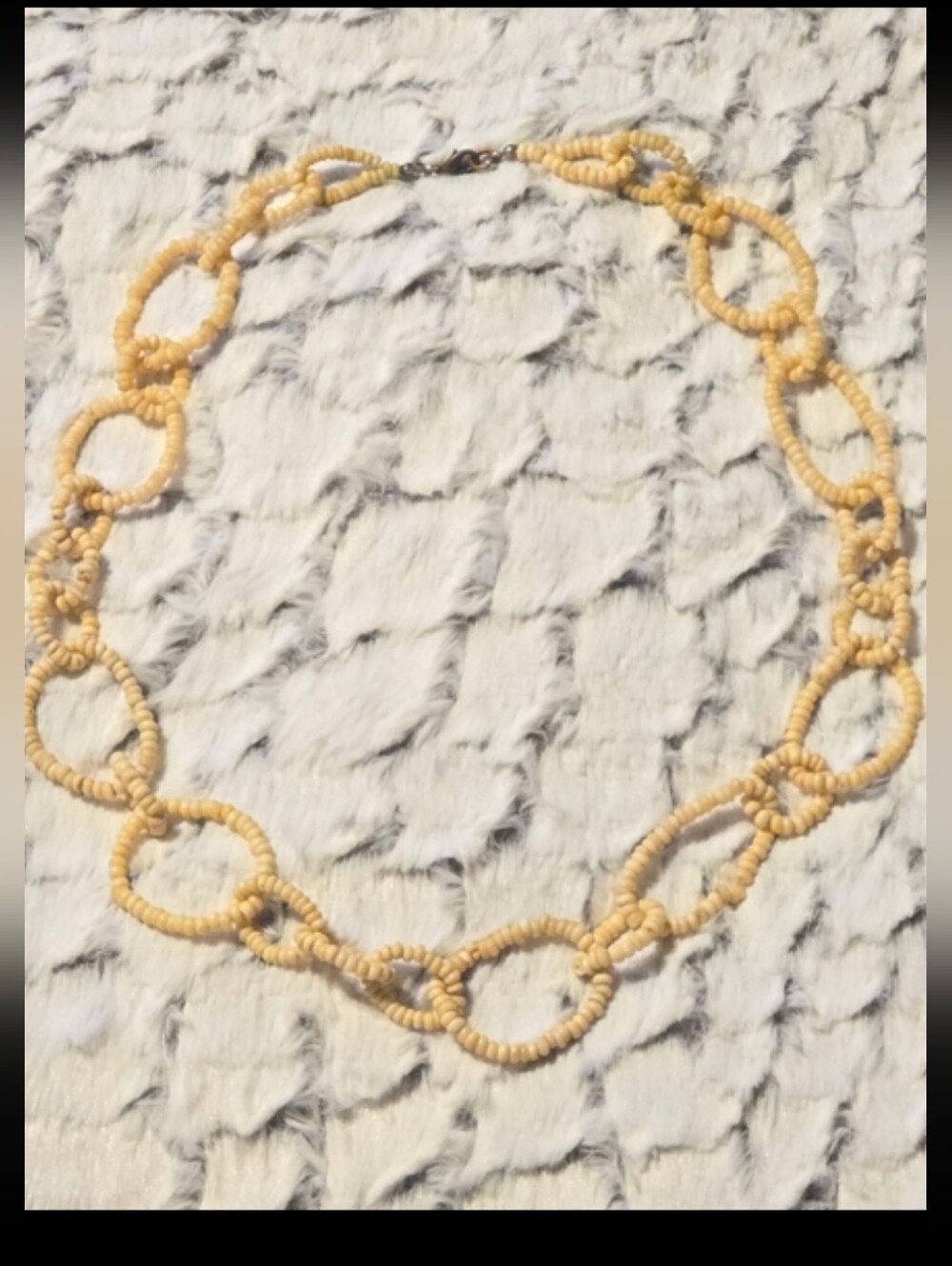 Hieshi Beads Links Necklace - Bone/Cream 30 Inch Vintage